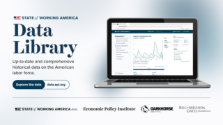 State of Working America Data Libary. Up-tp-date and comprehensive historical data on the American labor force. Laptop displaying the interactive data library